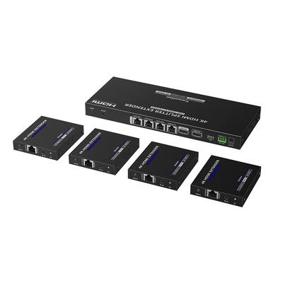 Kit Divisor y Extensor HDMI | 1x4 | Hasta 70 m |Resolución 4K @ 60 Hz |  Cat 6/6a/7 | IPCOLOR | CERO LATENCIA | Puerto S/PDIF | EDID | RS232 | Salida Loop / PoC - Toer