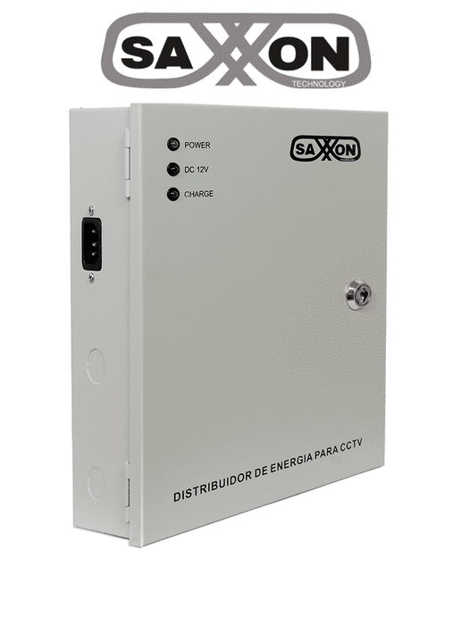 SAXXON PSU1210D9B - Fuente de Poder de 12 vcd/ 10 Amperes/ Para 9 Camaras/ Compatible con Bateria de Respaldo/ 1.1 Amper por Canal/ Protección contra Sobrecargas/ Certificación UL/