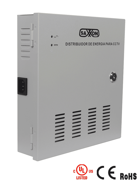 SAXXON PSU1220-D9 - Fuente de Poder de 12 vcd/ 20 Amperes/ Para 9 Camaras/ 2.2 Amperes por Canal/ Protección contra Sobrecargas/ Certificación UL/