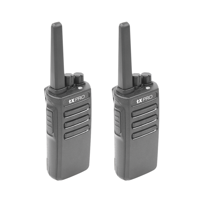 TX500DUO Par de radios TX500 VHF 136-174 MHz con 5 watts de potencia, 16 Canales Preconfigurados.