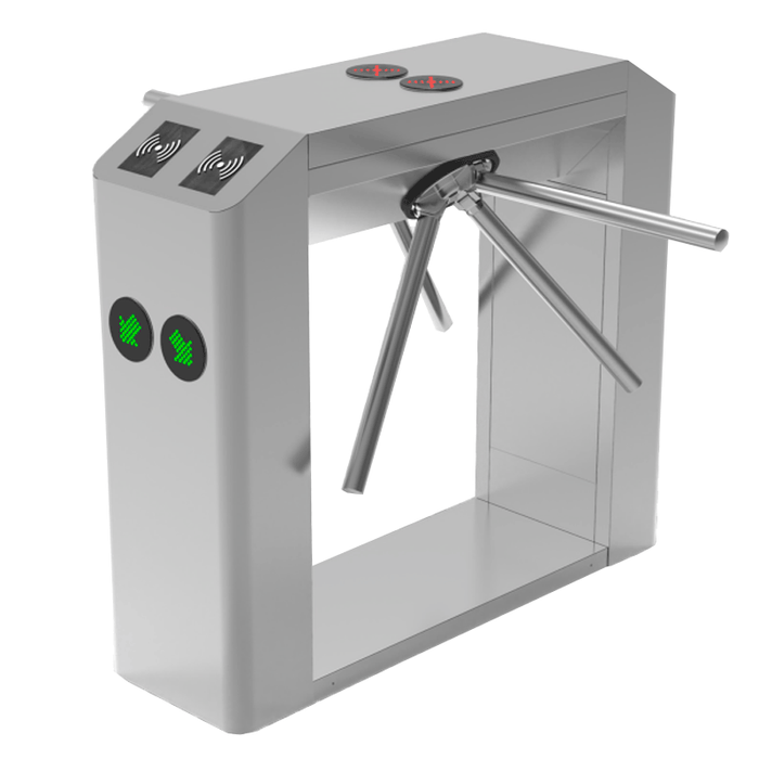 ZKTECO TS2200PRO - Torniquete Trípode Doble Carril Bidireccional / Semiautomático / Acero Inoxidable / Indicadores LED / 110V / Exterior Protegido / Requiere lectores y Panel