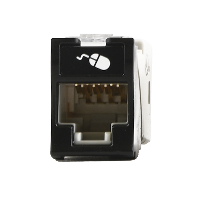 U6A-H01NS Jack UltraMAX Cat6A, UTP, Montaje híbrido en Placa de Pared (Plano y Angulado), Color Negro, Punch Down