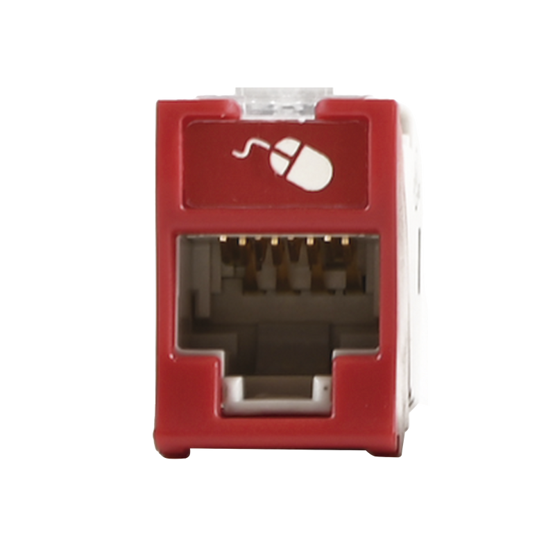U6A-H03NS Jack UltraMAX Cat6A, UTP, Montaje híbrido en Placa de Pared (Plano y Angulado), Color Rojo, Punch Down