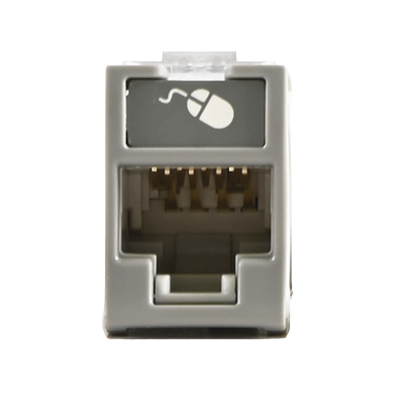 U6A-H04NS Jack UltraMAX Cat6A, UTP, Montaje híbrido en Placa de Pared (Plano y Angulado), Color Gris, Punch Down