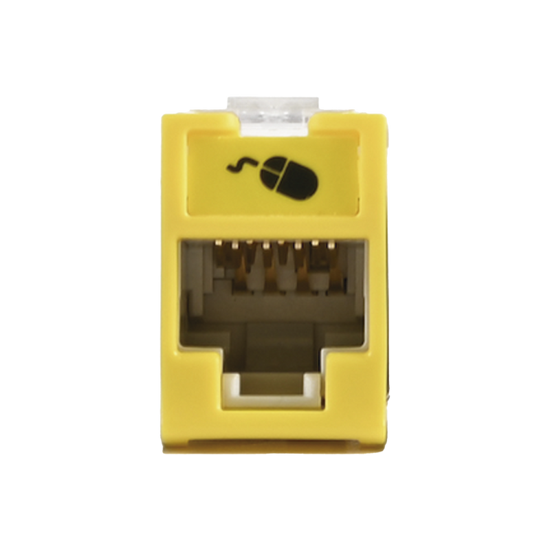 U6A-H05NS Jack UltraMAX Cat6A, UTP, Montaje híbrido en Placa de Pared (Plano y Angulado), Color Amarillo, Punch Down