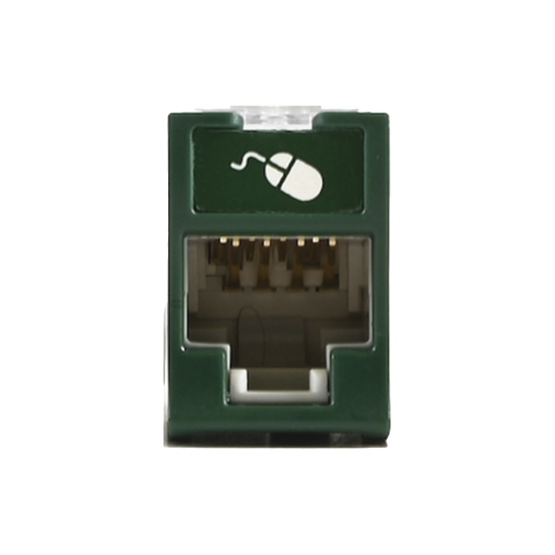 Jack UltraMAX Cat6A, UTP, Montaje híbrido en Placa de Pared (Plano y Angulado), Color Verde, Punch Down