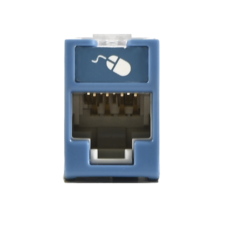 U6-H06NS Jack UltraMAX Cat6, UTP, Montaje híbrido en Placa de Pared (Plano y Angulado), Color Azul, Punch Down