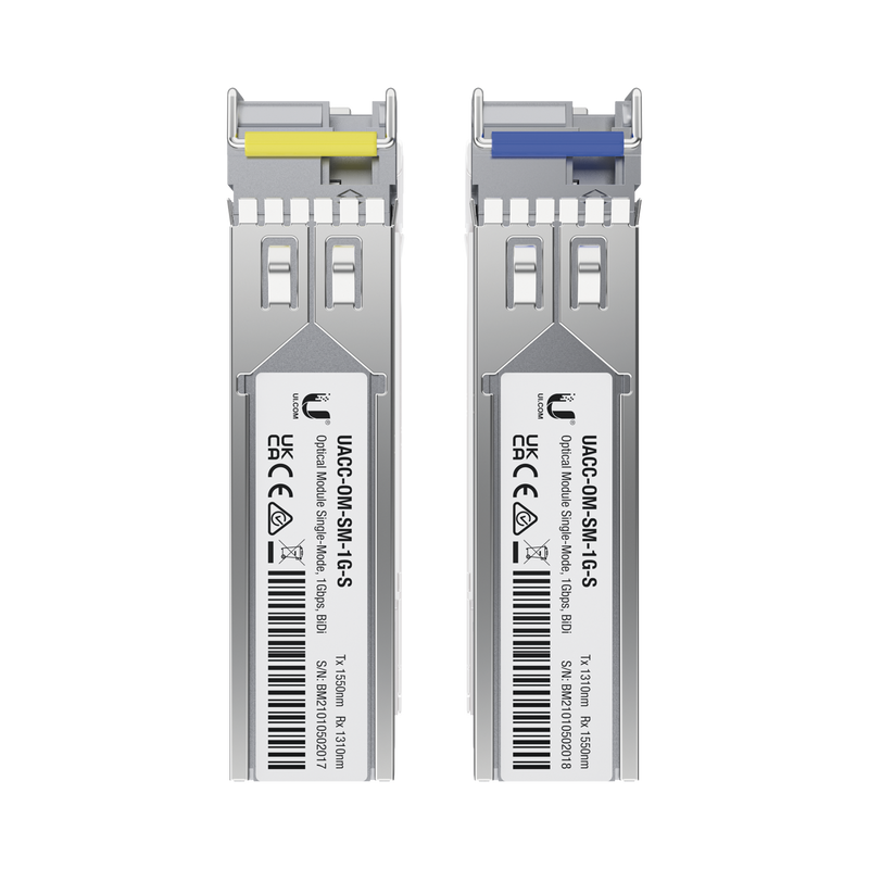 UACC-OM-SM-1G-S-2 UFiber Módulo SFP, transceptor MiniGibic MonoModo 1.25 Gbps, distancia 3km, Simplex, un conector LC, incluye 2 tranceptores