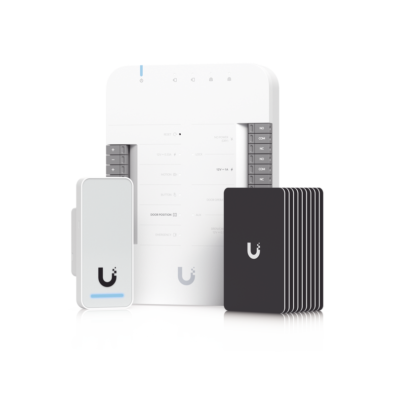 UA-G2-SK UniFi Access Kit de Inicio Gen 2, Incluye Hub para conexiones, lector NFC y movimiento / 10 tarjetas de acceso / sistema completo para abrir una puerta