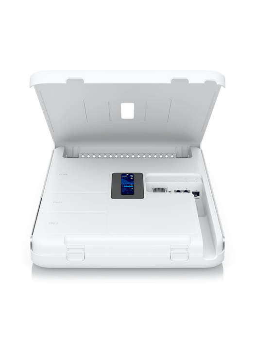 UBIQUITI UDW - Dream Wall , Ruteador todo en uno , administre todas las aplicaciones de UniFi , Switch 17 puertos GbE POE , WiFi 6 MU-MIMO 4x4 , 128 GB SSD interno expandible , Balanceo de cargas o failover/ 2 WAN (2.5 GbE y 10G SFP+).