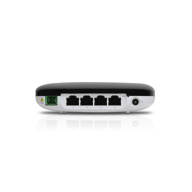UBIQUITI UF-WIFI - UFiber WiFi 802.11n GPON ONU, Unidad de Red Óptica con 1 puerto WAN GPON (SC/APC) y 4 puertos LAN Gigabit Ethernet.