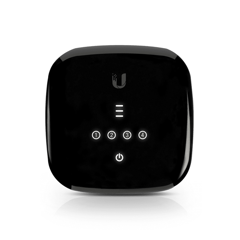 UBIQUITI UF-WIFI - UFiber WiFi 802.11n GPON ONU, Unidad de Red Óptica con 1 puerto WAN GPON (SC/APC) y 4 puertos LAN Gigabit Ethernet.