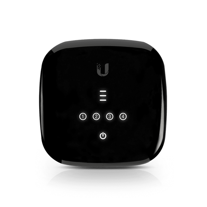 UBIQUITI UF-WIFI - UFiber WiFi 802.11n GPON ONU, Unidad de Red Óptica con 1 puerto WAN GPON (SC/APC) y 4 puertos LAN Gigabit Ethernet.