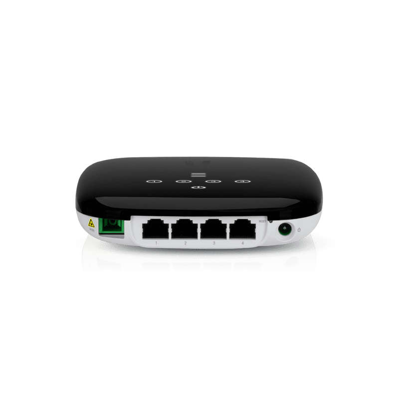 UBIQUITI UF-WIFI - UFiber WiFi 802.11n GPON ONU, Unidad de Red Óptica con 1 puerto WAN GPON (SC/APC) y 4 puertos LAN Gigabit Ethernet.