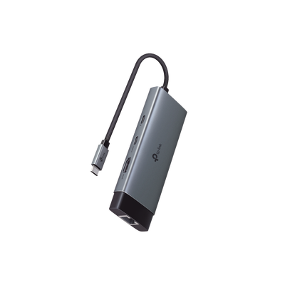 Adaptador HUB 6 en 1, 1 puerto USB-C entrada, 1 puerto HDMI 4K, 1 puerto Ethernet Gigabit, 1 puerto USB-C y 2 puertos USB-A - Toer