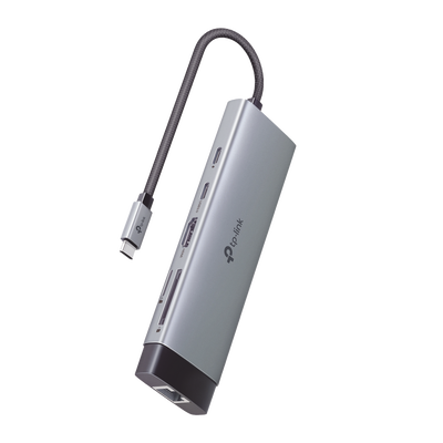 Adaptador HUB 9 en 1, 1 puerto USB-C entrada, 1 puerto HDMI 4K, 1 puerto Ethernet Gigabit, 1 puerto SD y MicroSD, 1 puerto USB-C y 3 puertos USB-A - Toer