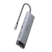 Adaptador HUB 9 en 1, 1 puerto USB-C entrada, 1 puerto HDMI 4K, 1 puerto Ethernet Gigabit, 1 puerto SD y MicroSD, 1 puerto USB-C y 3 puertos USB-A - Toer