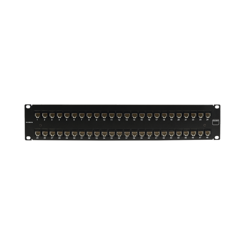 UP6-F2-48L-RS Patch Panel UltraMAX. UTP, Precargado con Jacks Cat6, 48 Puertos, Plano, 2U