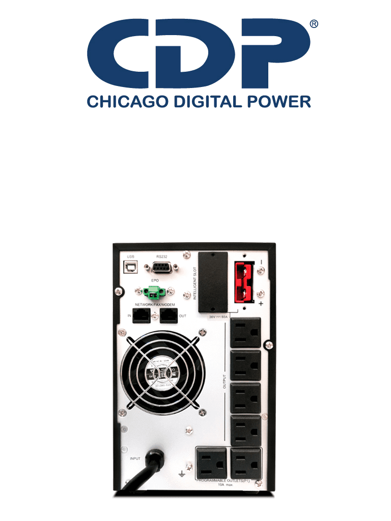 CDP UPO11-1 AX- UPS Online de 1000VA/ 1000W / 6 Terminales de salida / 2 son programables / Pantalla LCD / Entrada para banco de baterías / Respaldo 5min a carga completa