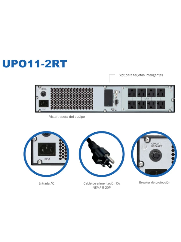 CDP UPO11-2RT - UPS / 2000VA / 1800W / Rackeable / 8 Terminales de salida / Puertos de comunicación RS232 y USB / Requiere clavija o adaptador NEMA 5-20R / SOBRE PEDIDO /