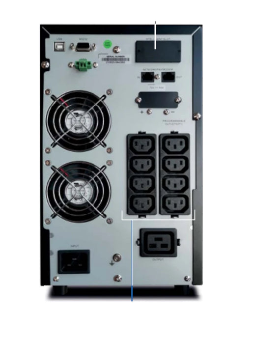 CDP UPO11-3 AXi - UPS online de 3000VA y 3000W con voltaje de entrada 220VCA, 8 terminales de salida, 6 baterías de 12V a 9AH, 5 min. respaldo a carga completa