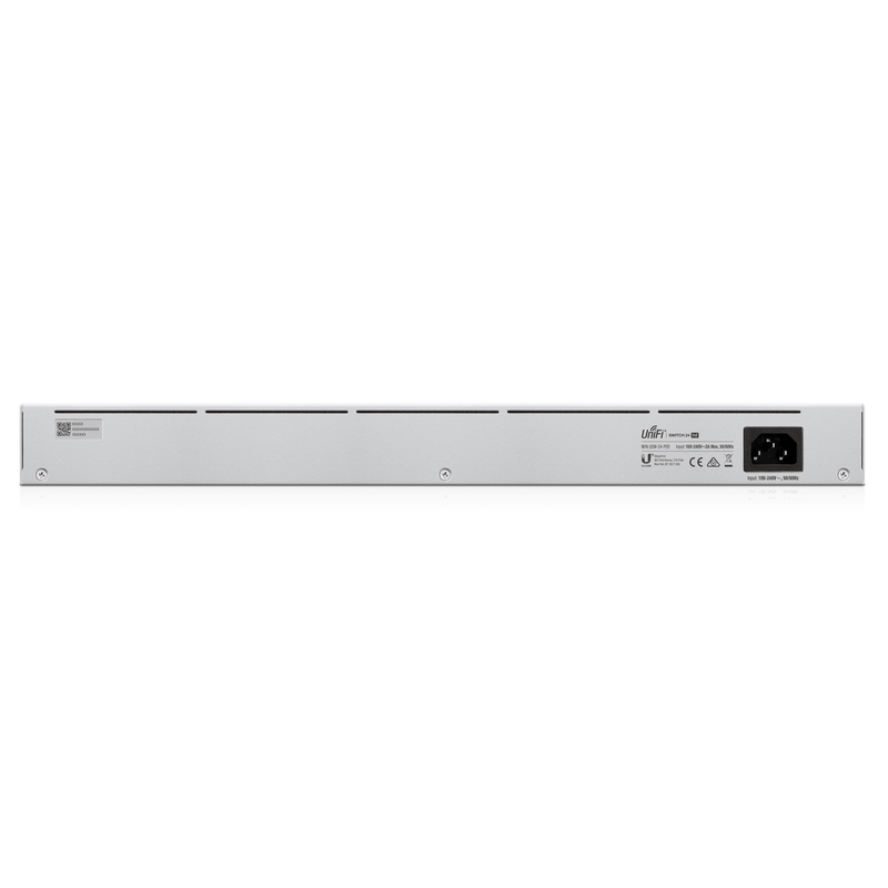 UBIQUITI USW-24-POE UniFi Switch Gen2, Capa 2 de 24 puertos (16 PoE 802.3af/at + 8 Gigabit) + 2 puertos 1G SFP, con 95W de potencia y pantalla informativa.