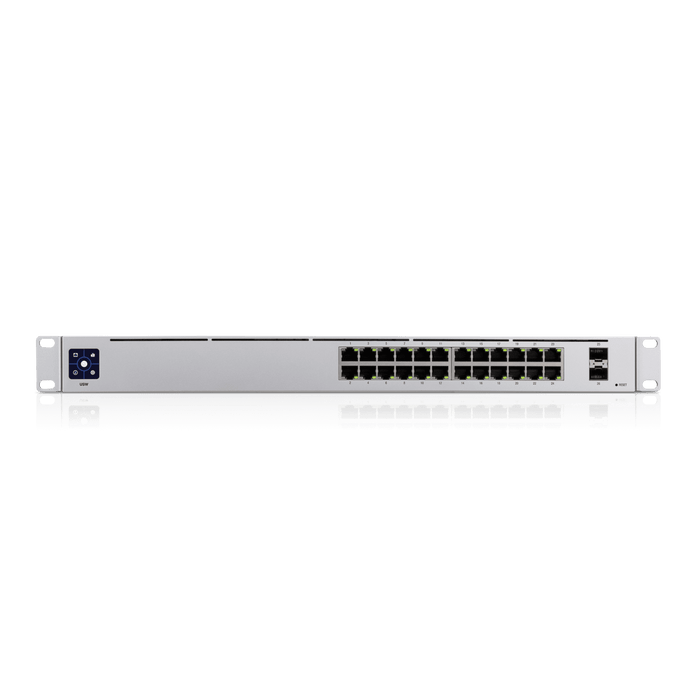 UBIQUITI USW-24 UniFi Switch Capa 2 de 24 puertos 10/100/1000 Mbps más 2 puertos 1G SFP, con pantalla informa