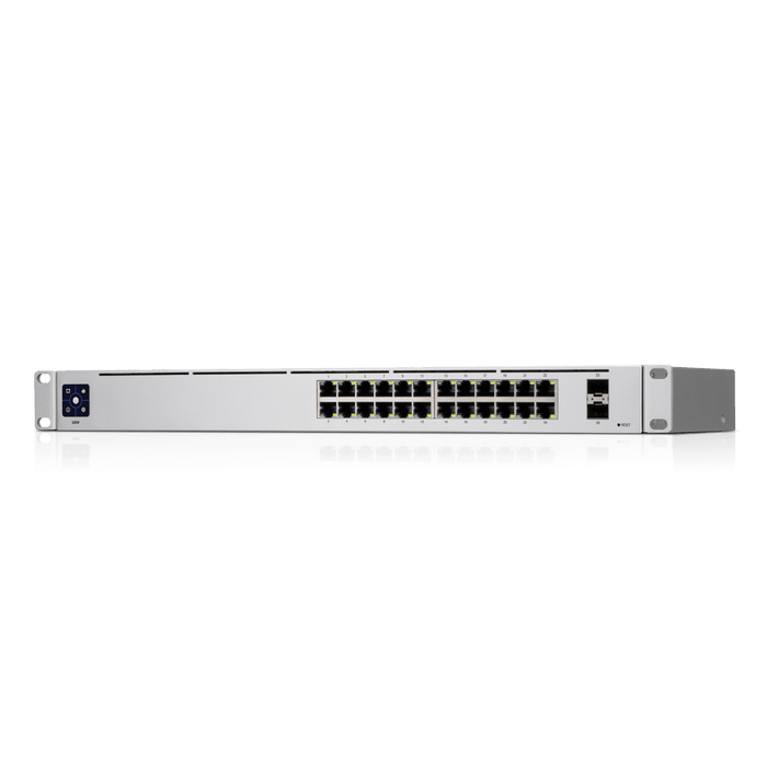 UBIQUITI USW-24 UniFi Switch Capa 2 de 24 puertos 10/100/1000 Mbps más 2 puertos 1G SFP, con pantalla informa