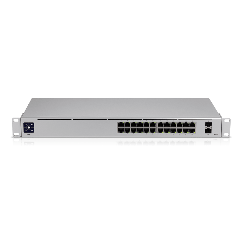 UBIQUITI USW-24 UniFi Switch Capa 2 de 24 puertos 10/100/1000 Mbps más 2 puertos 1G SFP, con pantalla informa