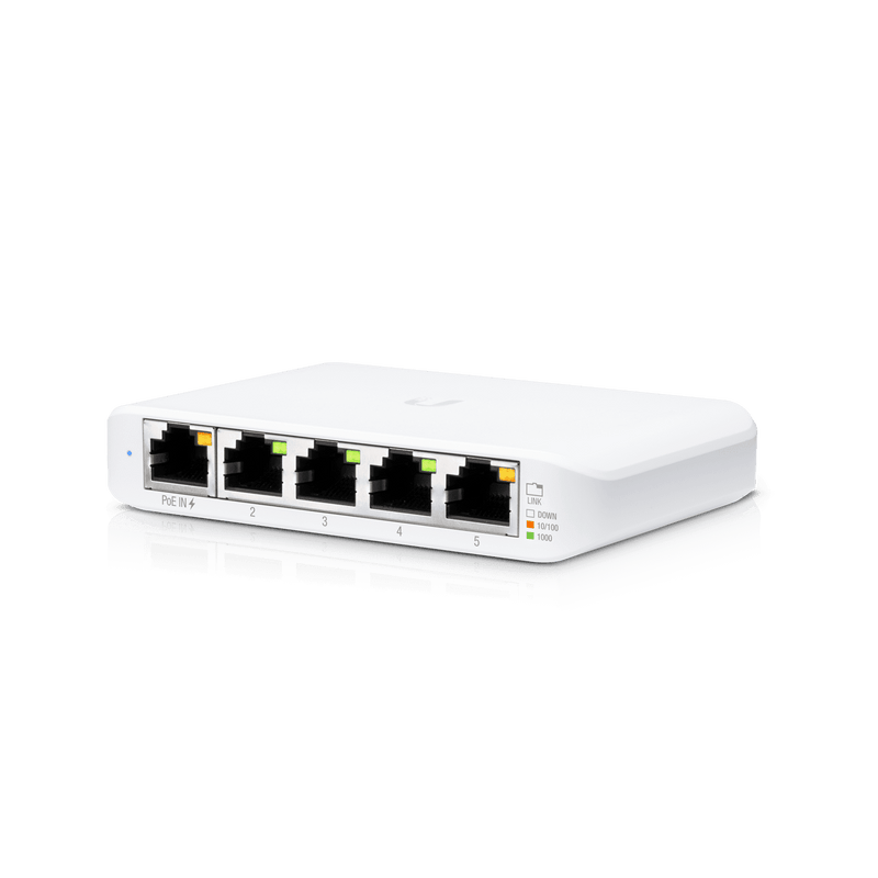 UBIQUITI USW-FLEX-MINI Switch UniFi Administrable Compacto de 5 Puertos 10/100/1000 Mbps, entrada de PoE 802.3af/at