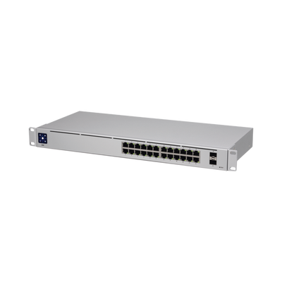 UniFi Switch USW-24, Capa 2 de 24 puertos 10/100/1000 Mbps + 2 puertos 1G SFP, pantalla informativa - Toer