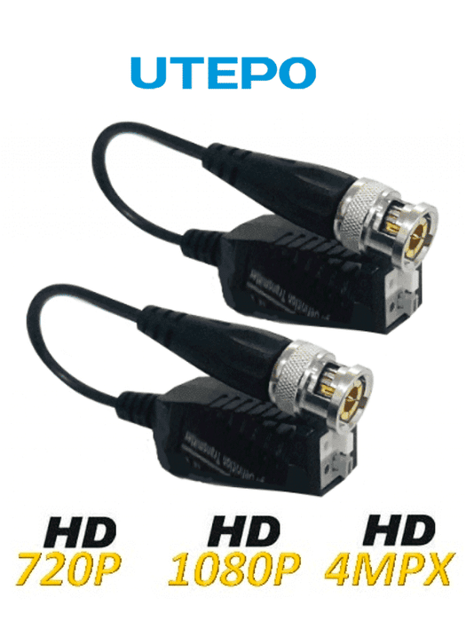 UTEPO UTP101PHD450 - Paquete de 50 pares de transceptores pasivos (Video Baluns) soporta 4MP a 200m, 1080p a 250m, 720p a 300m en CVI. Compatible con HDCVI, TVI, AHD y CVBS. Incluye 2 terminales Push para fácil conexión.