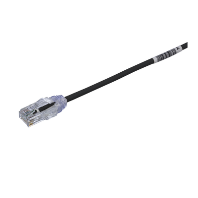 Cable de Parcheo TX6, UTP Cat6, Diámetro Reducido (28AWG), Color Negro, 0.5 m