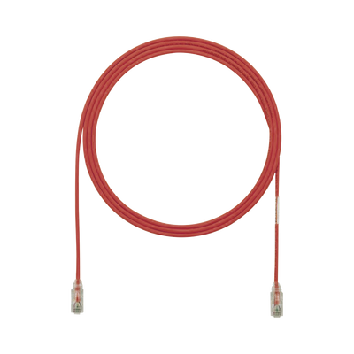 Cable de Parcheo TX6, UTP Cat6, Diámetro Reducido (28AWG), Color Rojo, 3.66 Metros (12 Pies)