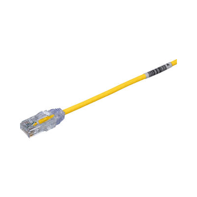 Cable de Parcheo TX6, UTP Cat6, Diámetro Reducido (28AWG), Color Amarillo, 6.1 Metros (20 Pies)
