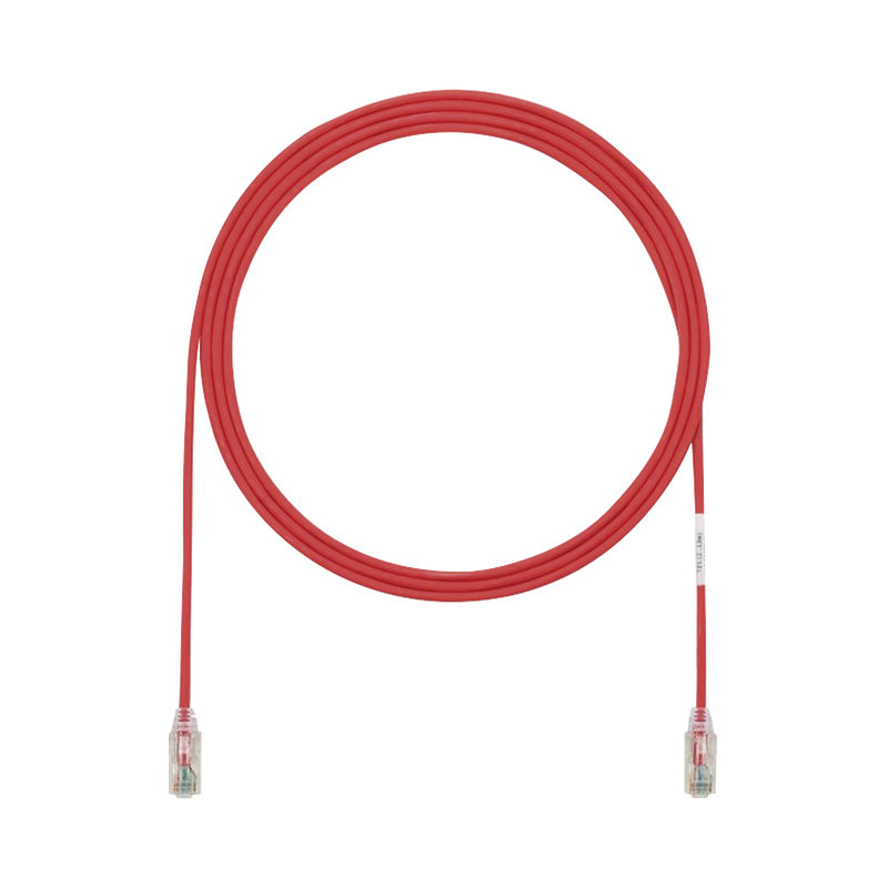 Cable de Parcheo TX6, UTP Cat6, Diámetro Reducido (28AWG), Color Rojo, 3ft