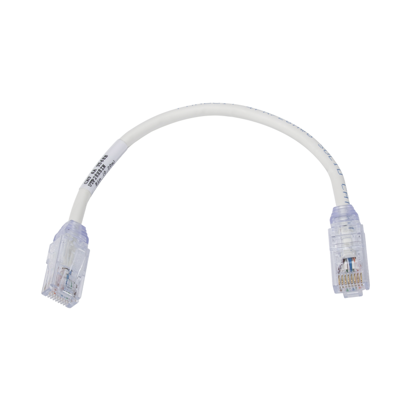 Cable de Parcheo UTP, Cat6A, Diámetro Reducido (28 AWG), CM/LSZH, Color Blanco Mate, 8in (20.3cm)