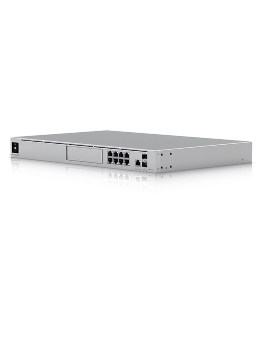 UBIQUITI UDM-SE- UniFi Dream Machine Special Edition/ 1 Puerto WAN 2.5G RJ45 y 1 Puerto WAN SFP+/ 8 puertos LAN RJ45 con POE/ 1 LAN SFP+/ 128 GB de memoria interna/ Aplicaciones UniFi Integradas