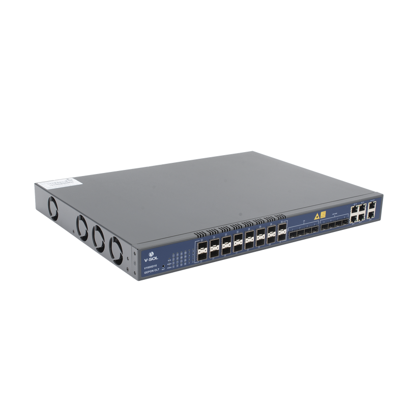 OLT de 16 puertos EPON con 12 puertos Uplink (4 puertos Gigabit Ethernet + 4 puertos SFP + 4 puertos SFP+) , hasta 1,024 ONUS
