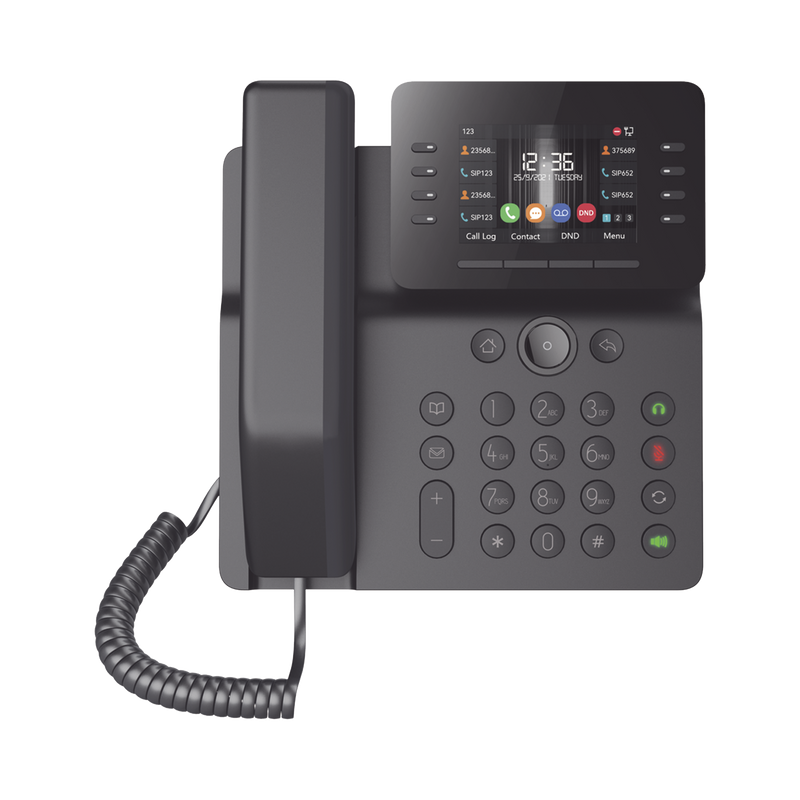 V64 Teléfono IP Empresarial Esencial WiFi / Bluetooth, 12 líneas SIP, pantalla a color 3.5, PoE, puertos Gigabit, conferencia local de 6 vías.