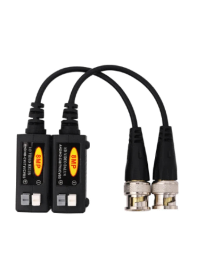 SAXXON VB - 01 Par de Transceptores Pasivos 4K  8MP (Video Baluns), Botón Push Superior, Empalmes Ordenados, 4K hasta 150m, 4MP a 200m, 1080p hasta 250m, Soporta HDCVI/HDTVI/AHD/CVBS