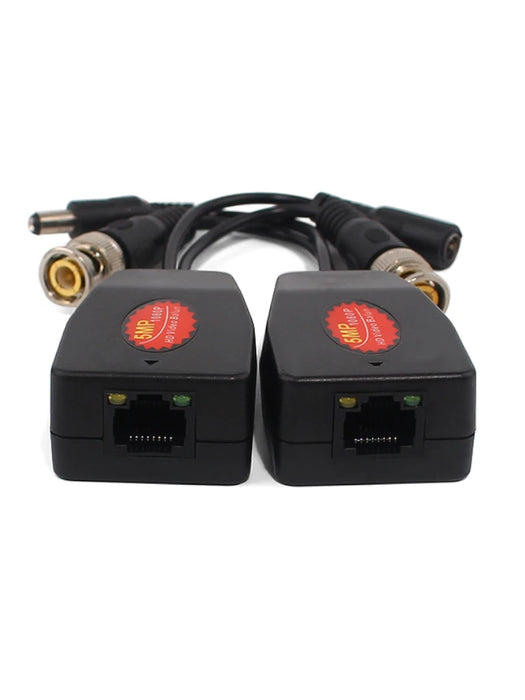 SAXXON VB-04 - Par de transceptores 4K para video y energía, con entradas RJ45, 4K hasta 150m con CVI, 4MP y 2MP hasta 250m