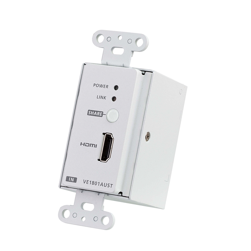 VE1801AUST Transmisor HDMI | 4K a 40 metros | HDBaseT-Lite con placa de pared estadounidense/PoH