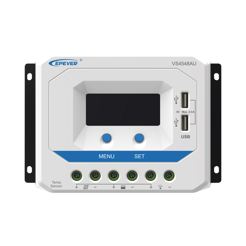 VS-4548-AU Controlador Solar de Carga PWM 12/24/36/48 V 45 A, Salida USB, con Display