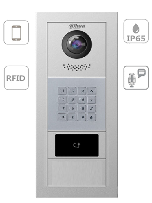 DAHUA PAQVTO4202F - Paquete Modular de Frente de Calle Departamental/  Función P2P/ Cámara de 2 Megapíxeles/ Apertura con Tarjetas Mifare/ Hasta 100 Monitores/ Notificación a APP/ Apertura Remota/ Uso Fraccionamientos/