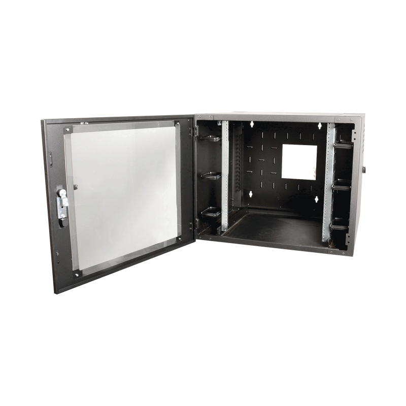 WC2-P101-12 Gabinete de Pared Estándar de 19in, Abatible, de 12 UR, 610 mm de Profundidad, Color Negro