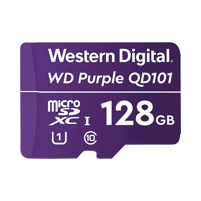 Memoria microSD de 128 GB PURPLE, Especializada Para Videovigilancia, 10 VECES MAYOR DURACIÓN, 3 AÑOS DE GARANTIA - Toer