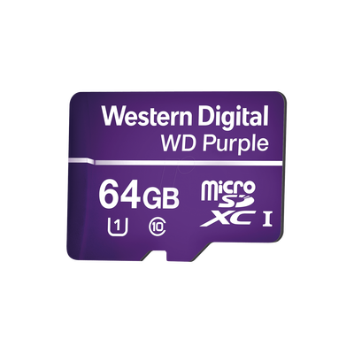 Memoria microSD de 64GB PURPLE, Especializada Para Videovigilancia, 10 VECES MAYOR DURACIÓN, 3 AÑOS DE GARANTIA - Toer