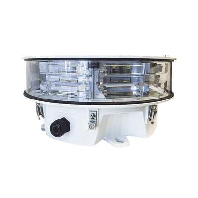 Baliza LED de Obstáculos Intensidad Media STAR Series / 20.000 cd Blanco/ 360° Cobertura Horizontal / IR Incluido 246 mW/sr / IP66 NEMA 4 / DC