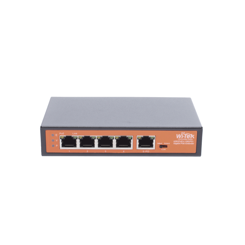 WIPE51G Extensor PoE / Entrada hasta 90 W / 4 puertos Gigabit PoE salida 802.3 af/at / Extensor PoE hasta 250 m / No administrable